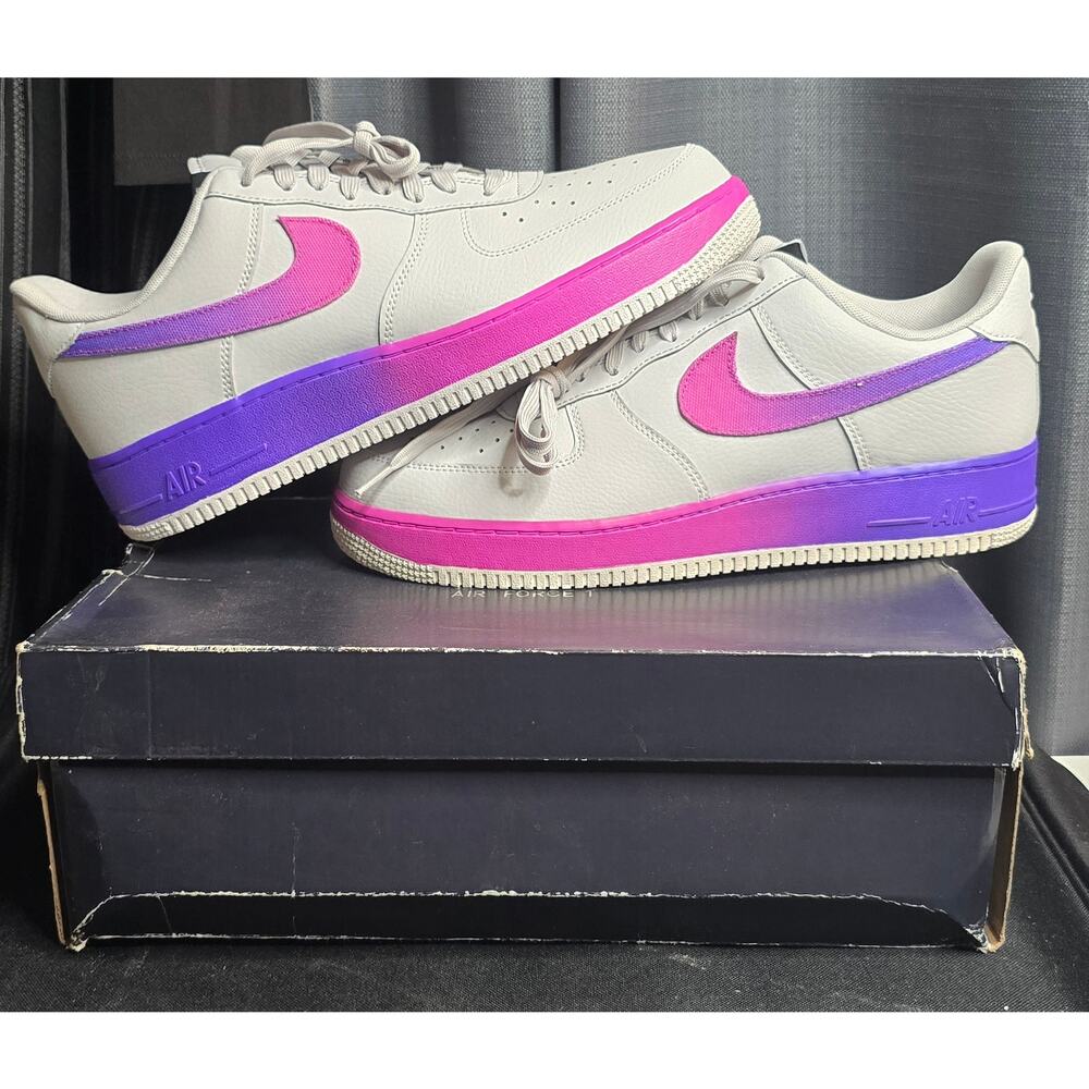 NIKE AIR FORCE 1 07 LV8 LOW GRADIENT WHITE GREY HYPER GRAPE Size 12M